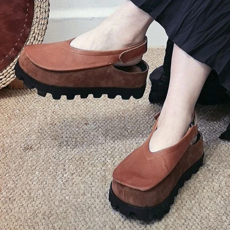Mules pour femmes en daim à bout fermé, à semelle épaisse et à bride auto-agrippante, confortables pour le quotidien, livraison directe, cadeau