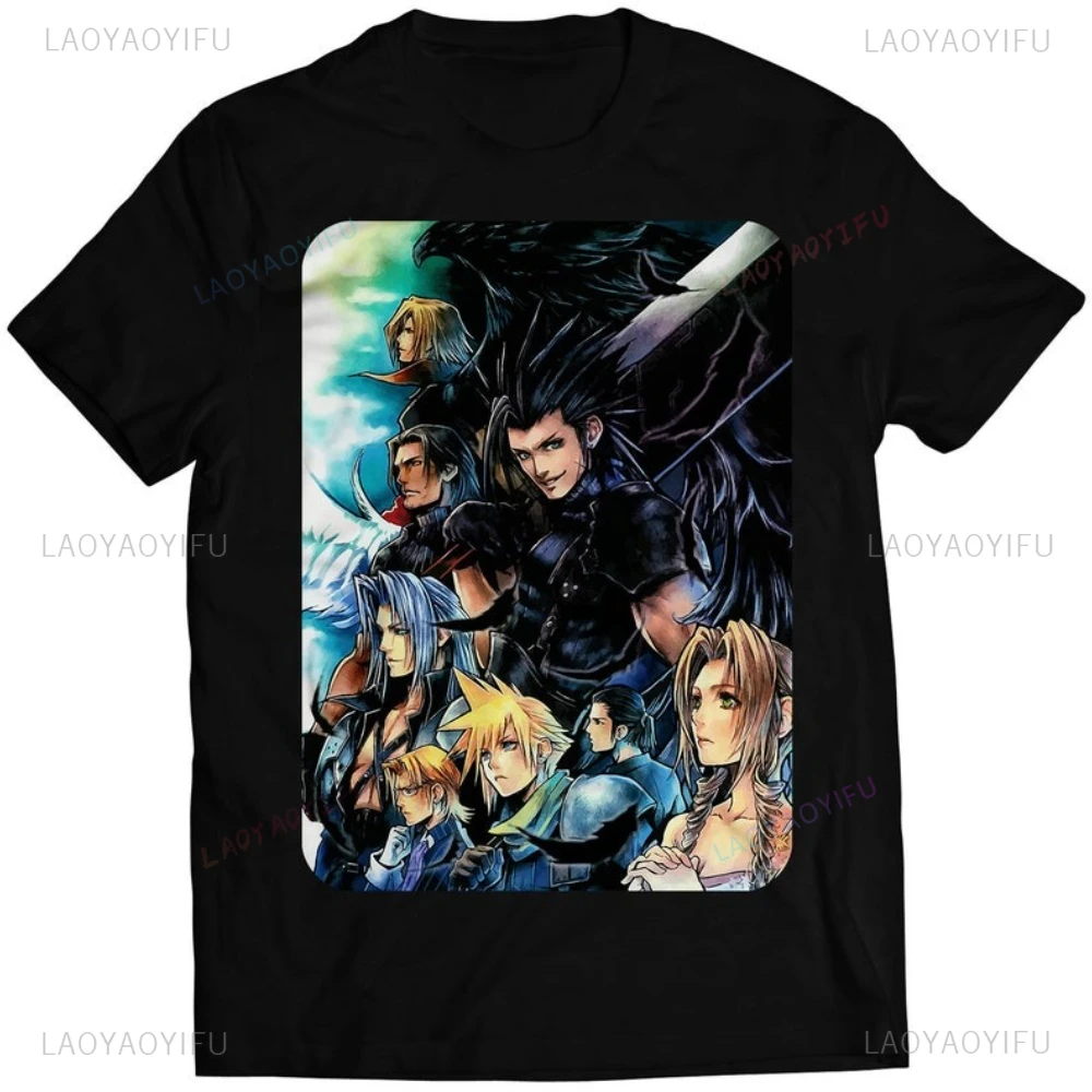 تي شيرت مطبوع عليه شخصيات لعبة فاينل فانتسي CC FF VII Cover V1 Premium Tops تي شيرت للجنسين عالي الجودة قطن تي شيرت