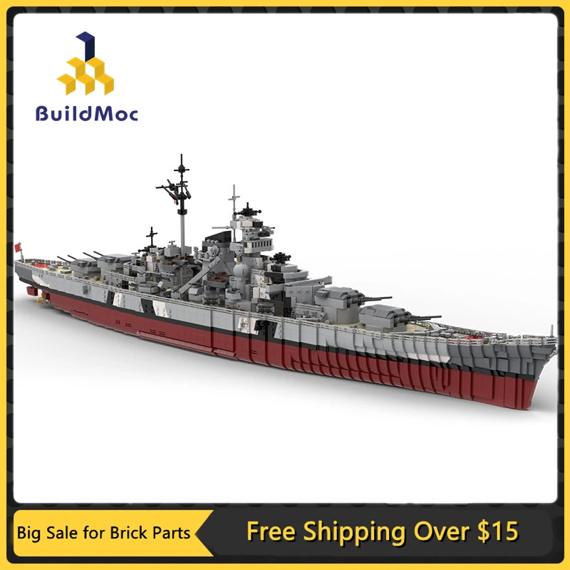 

MOC Bismarck Naval Ship Military Cruiser Model Building Blocks War Battle Toy High-tech DIY Children Brithday Gifts Toys