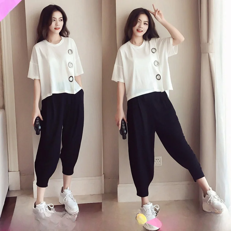 

Summer Fashion plus Size Women's Two-Piece Set Loose Comfortable Stylish Slimming Spring Summer Collection Casual Sportswear