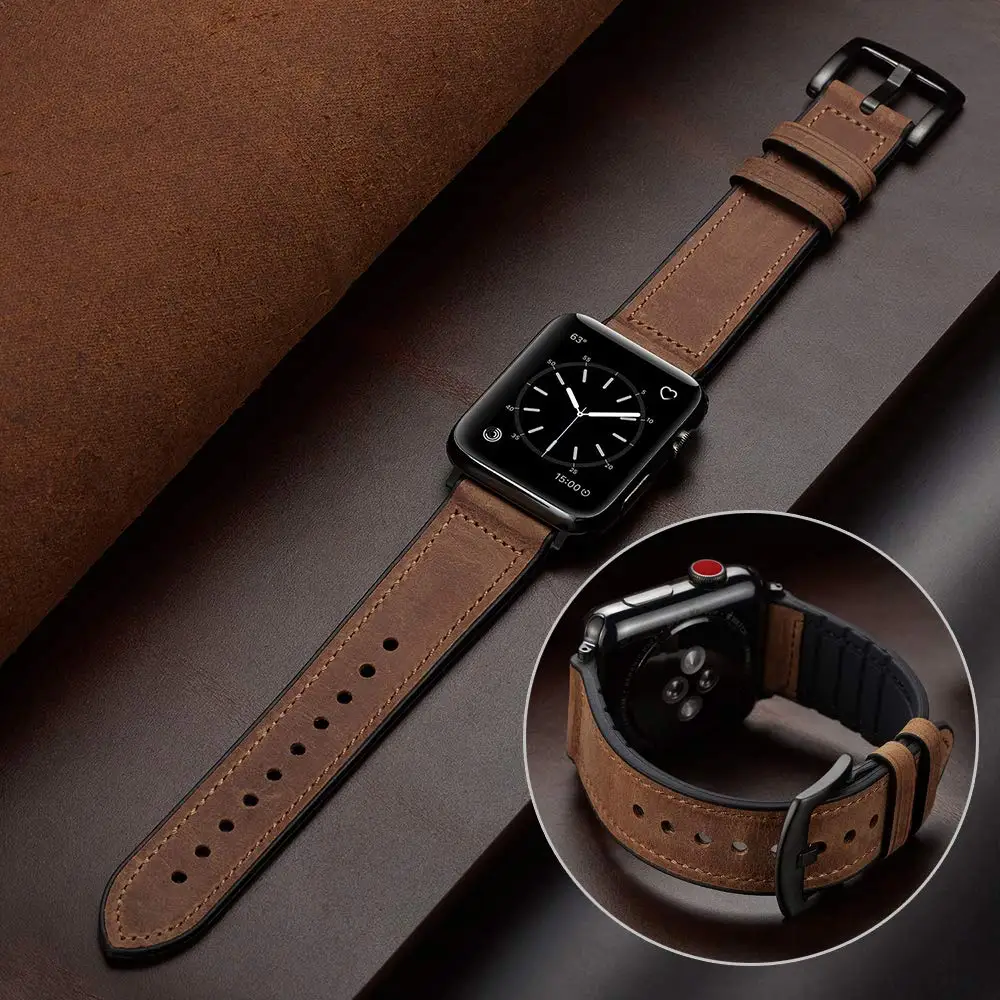 

Strap for Apple watch band 45mm 44mm 40mm 41mm 49mm 42mm 38mm Leather+silicon correa bracelet iWatch ultra series 5 4 3 SE 6 7 8