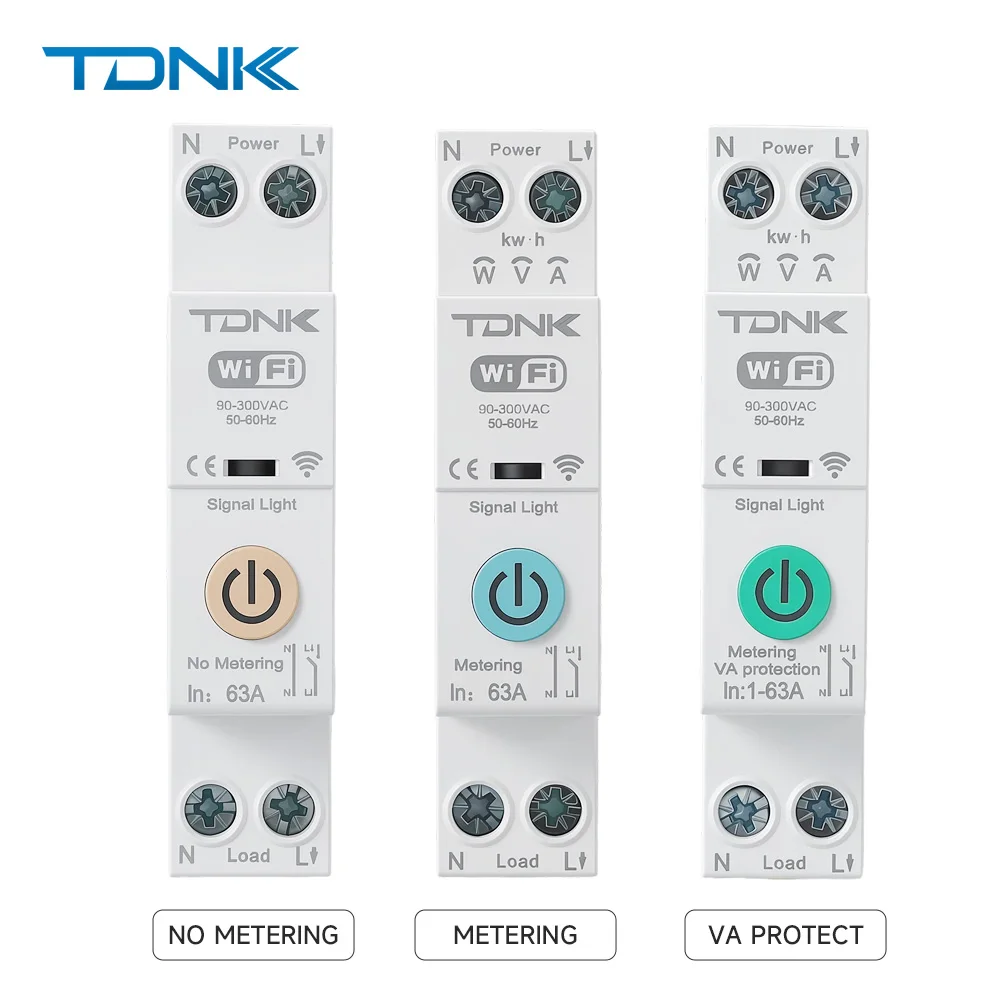 Tuya WiFi Smart Circuit Breaker 1P+N 63A Din Rail Relay Switch, Remote Control Timer, Optional Kwh Metering / Over Under Voltage