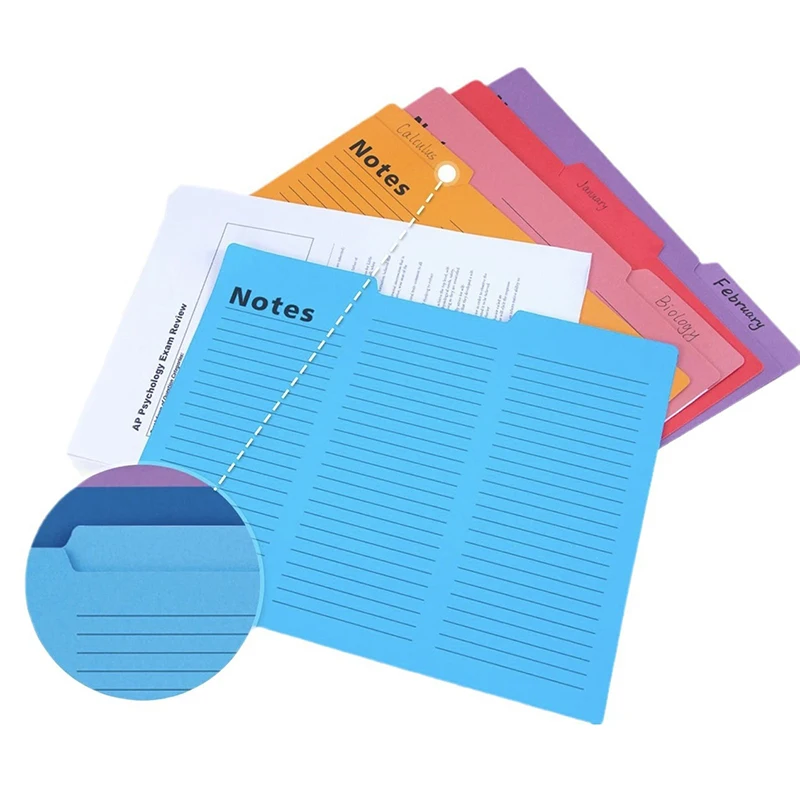 16PCS Colored Tab File Folders Letter Size Lined File Folders 1/3 Cut Tab File Folders 11.5 X 9.6 Inch File Folders With Tabs