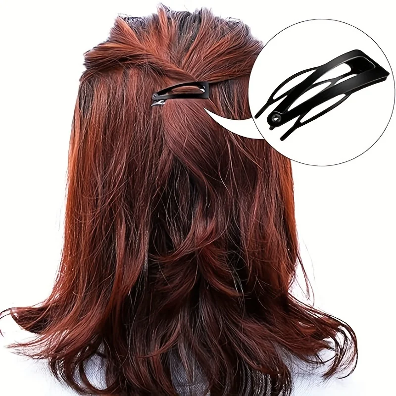 24 Stück schwarze Metall-Haarnadel mit Doppels chnalle-2 Zoll Wasser tropfenform, minimalisti scher Stil, geeignet für Styling und Salon – Detail 3