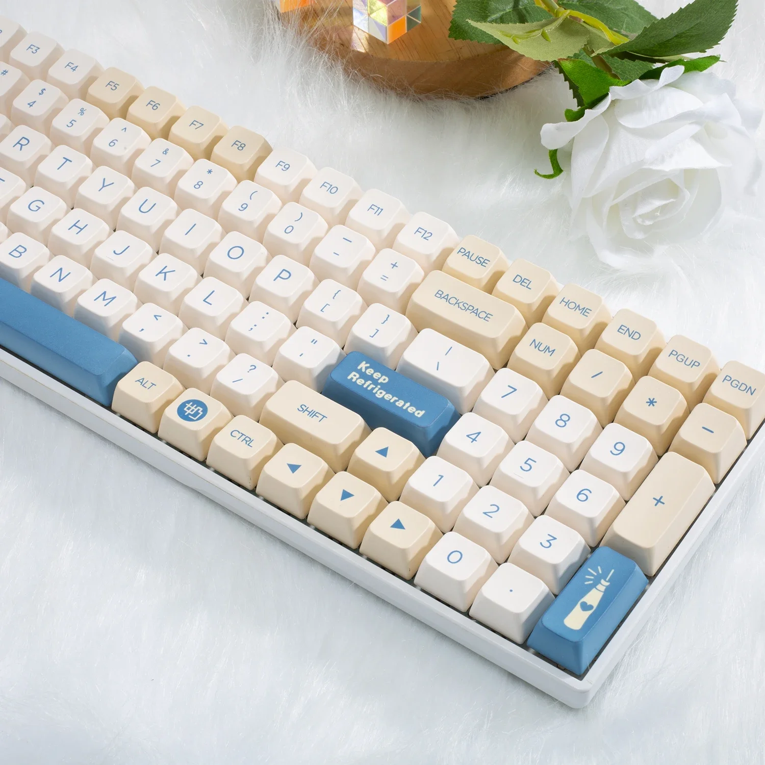 Soy milk theme keycap MDA height PBT hot sublimation milk fufu high value, suitable for most mechanical keyboards