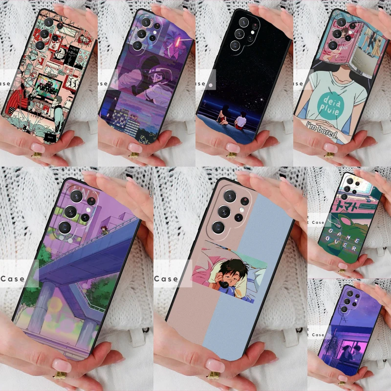 Japanese 90s anime aesthetic Phone Cover Case for Samsung Galaxy S26 Ultra S20 FE Note 10 S24 S23 S21 S25 Plus S22