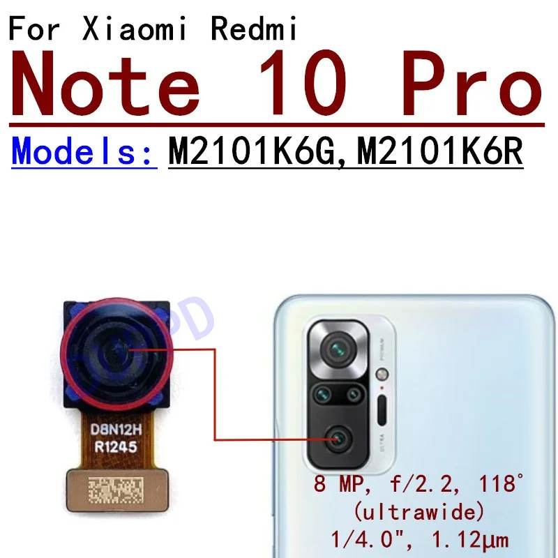 Front Rear Main Camera For Xiaomi Redmi Note 10 Pro Front Selfie