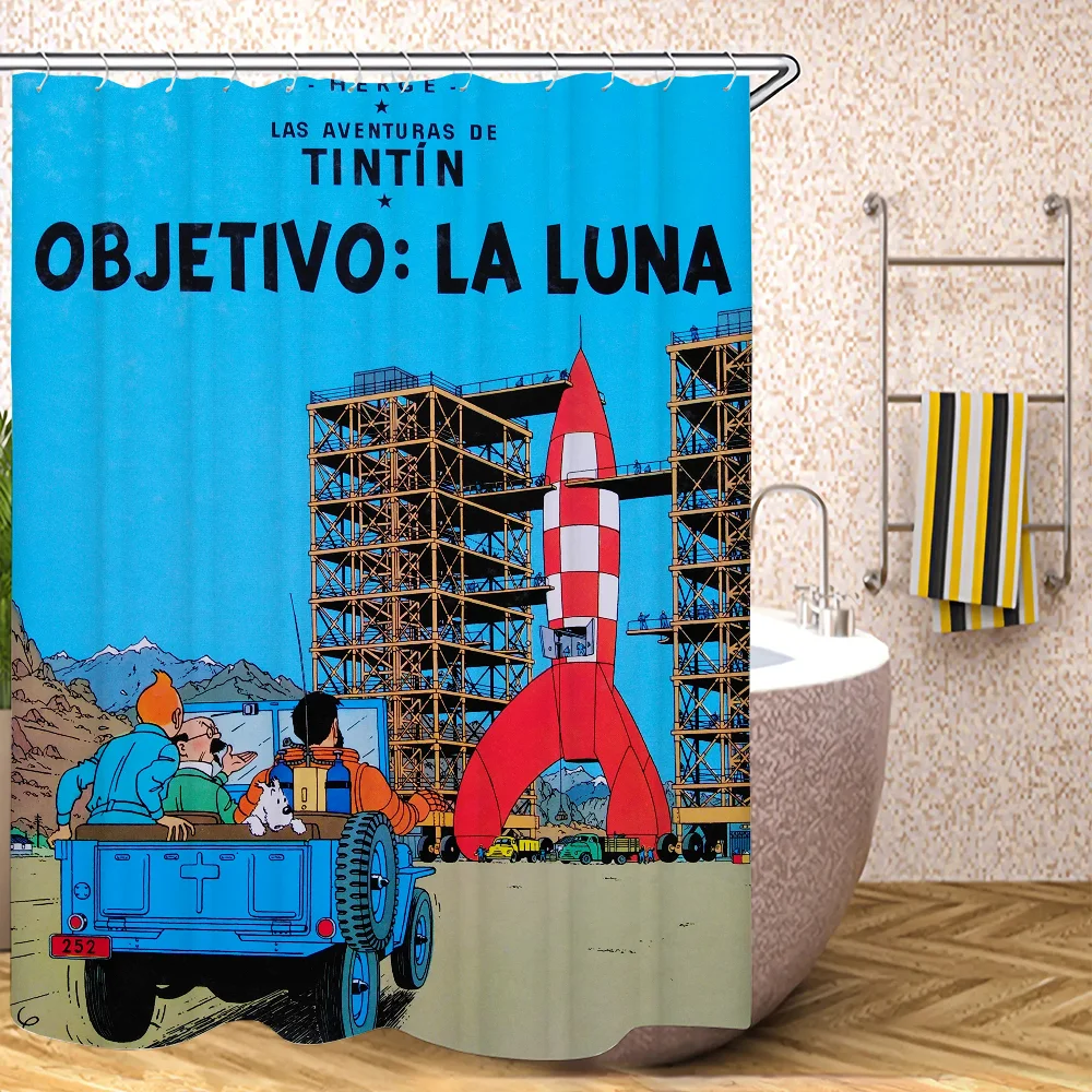 Adventures of Tintins tende da bagno in tessuto impermeabile per la tenda da doccia per la casa accessori per pareti divisorie pieghevoli bagno