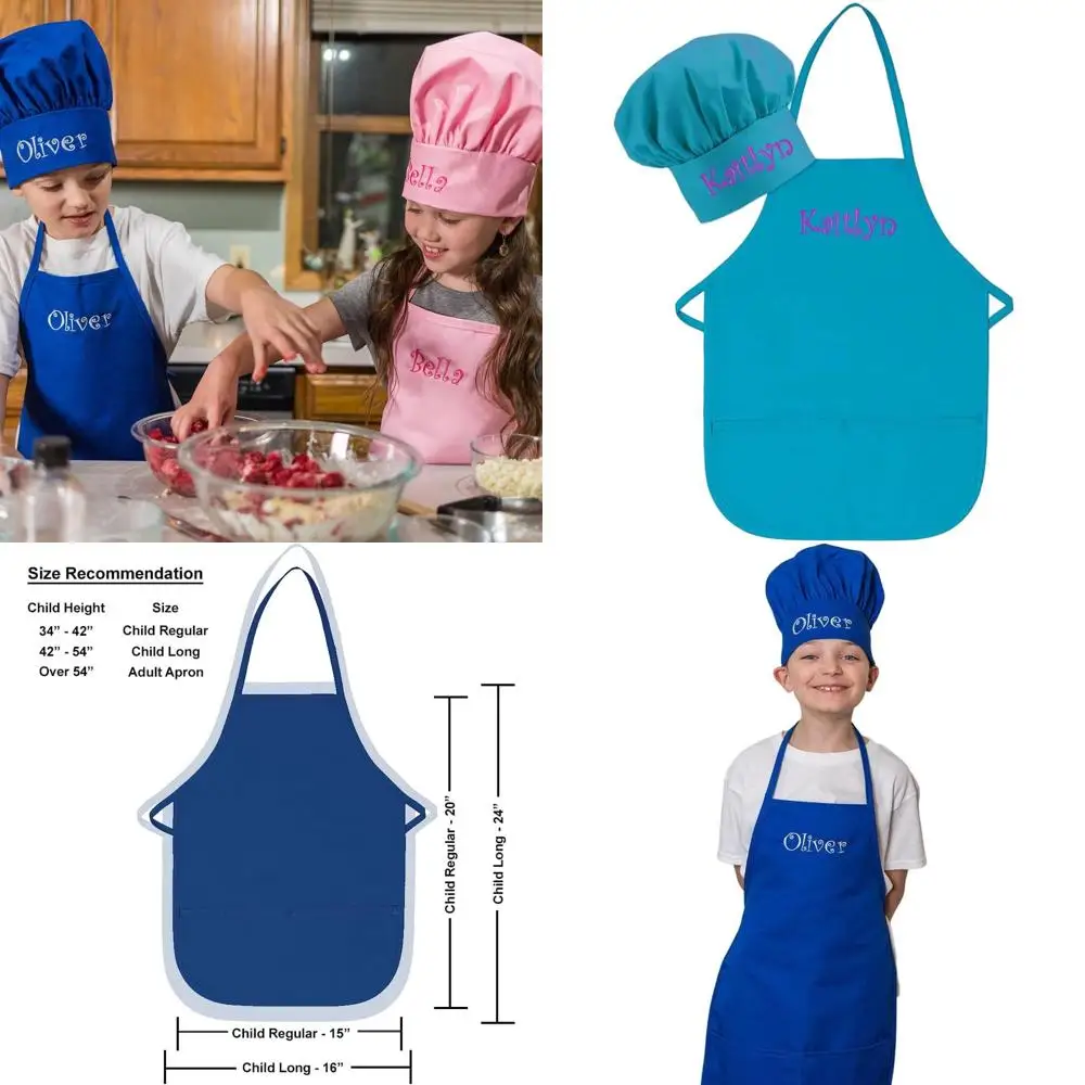 

Детский фартук и шапочка с вышивкой на заказ, сделанные в США, для малышей и детей, с именем