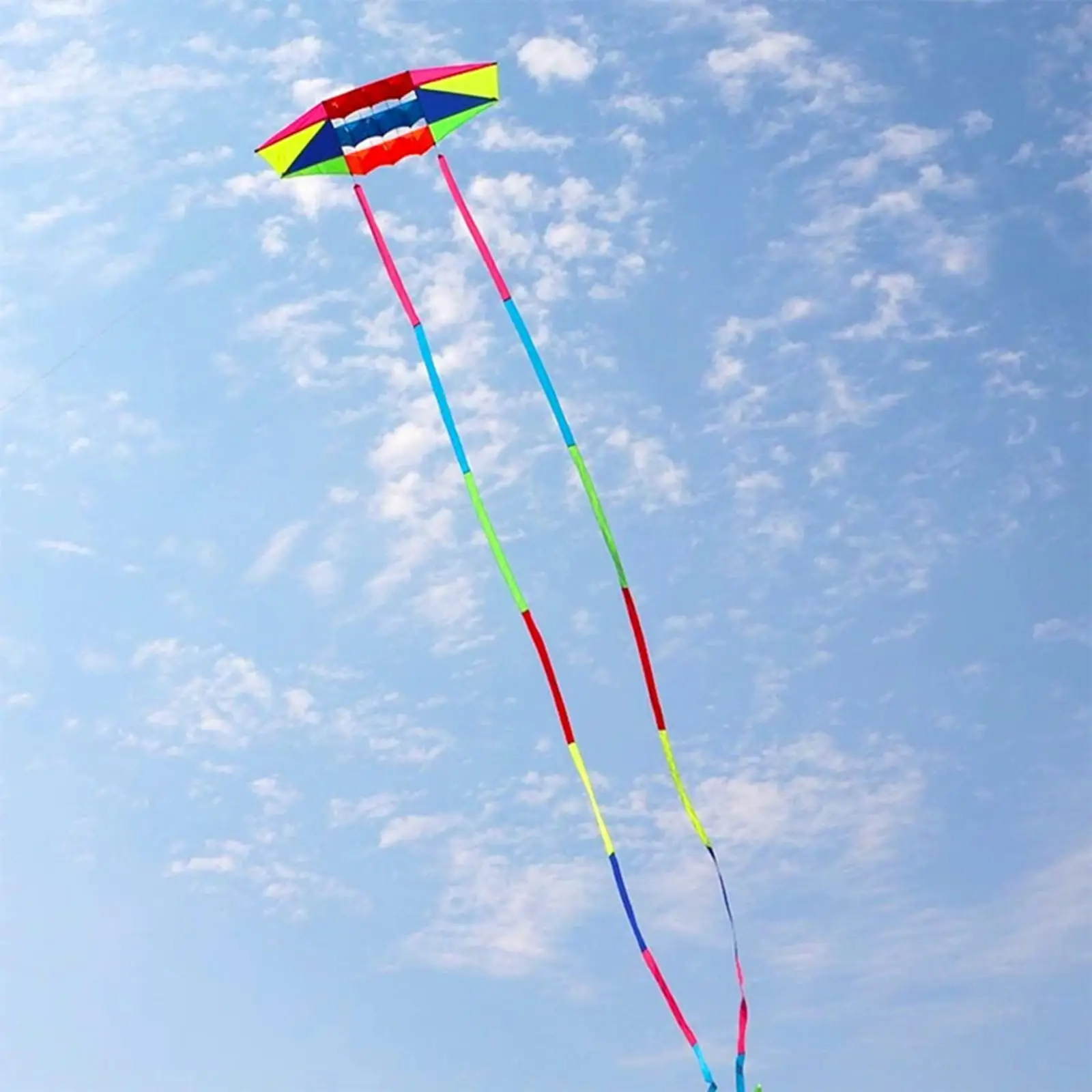 

Colorful Kite Long Tail Large Rainbow Kite Outdoor Toy Easy Fly Single Line Kite for Beach Park Kids Adults