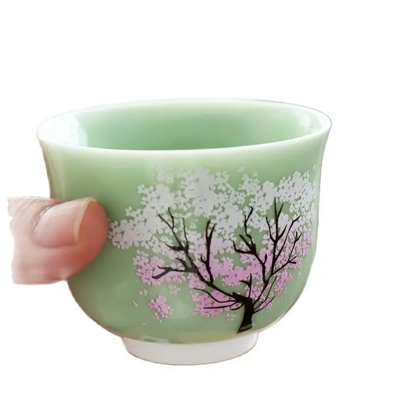 Thermochromic Cup Sakura Tea Cup Ceramic Kung Fu Tea Cupjapanese Style Kiln Tea Cup Master Cup Tea Cup Changing Color Tea Cup