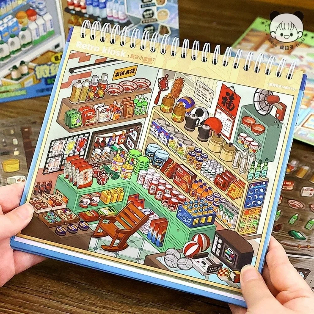 Nuevas Pegatinas Decorativas 3D con 10 Escenas, 33 Hojas, Pegatinas de Escenas de Tiendas, Pegatinas de Escenas en Miniatura de Gran Tamaño, Juguete para Niños