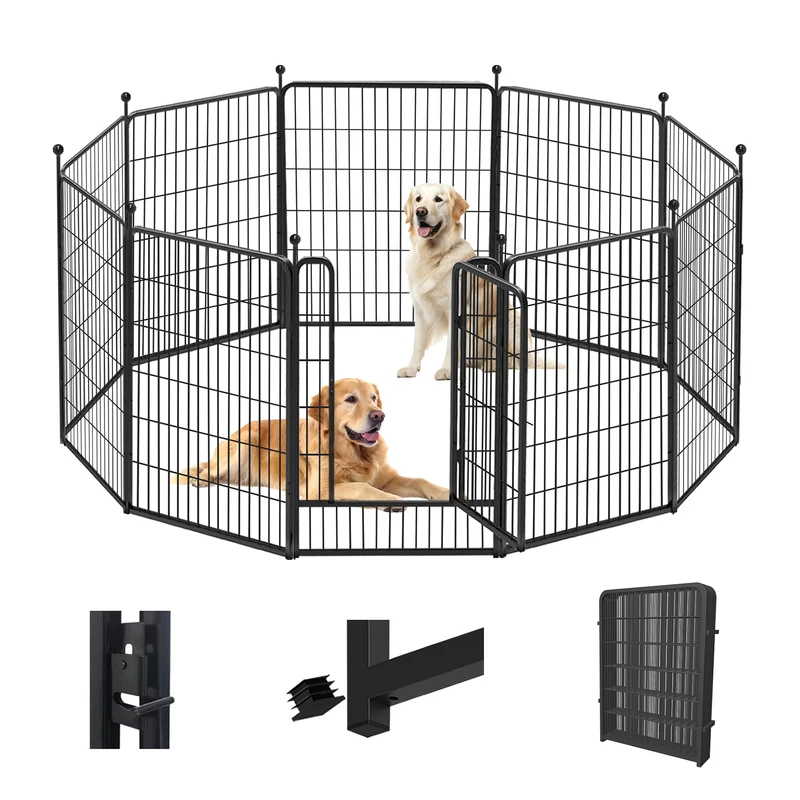 

Dog Playpen Outdoor Dog Fence Metal Pet Fence with Doors 40 Inch Height Pet Dogs Fence Portable Pet Playpen for RV Camping Yard