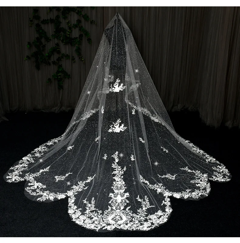 

Unique Lace Wedding Veil Off White Glitter Veil for Bride with Comb 2024 Wedding Accessories