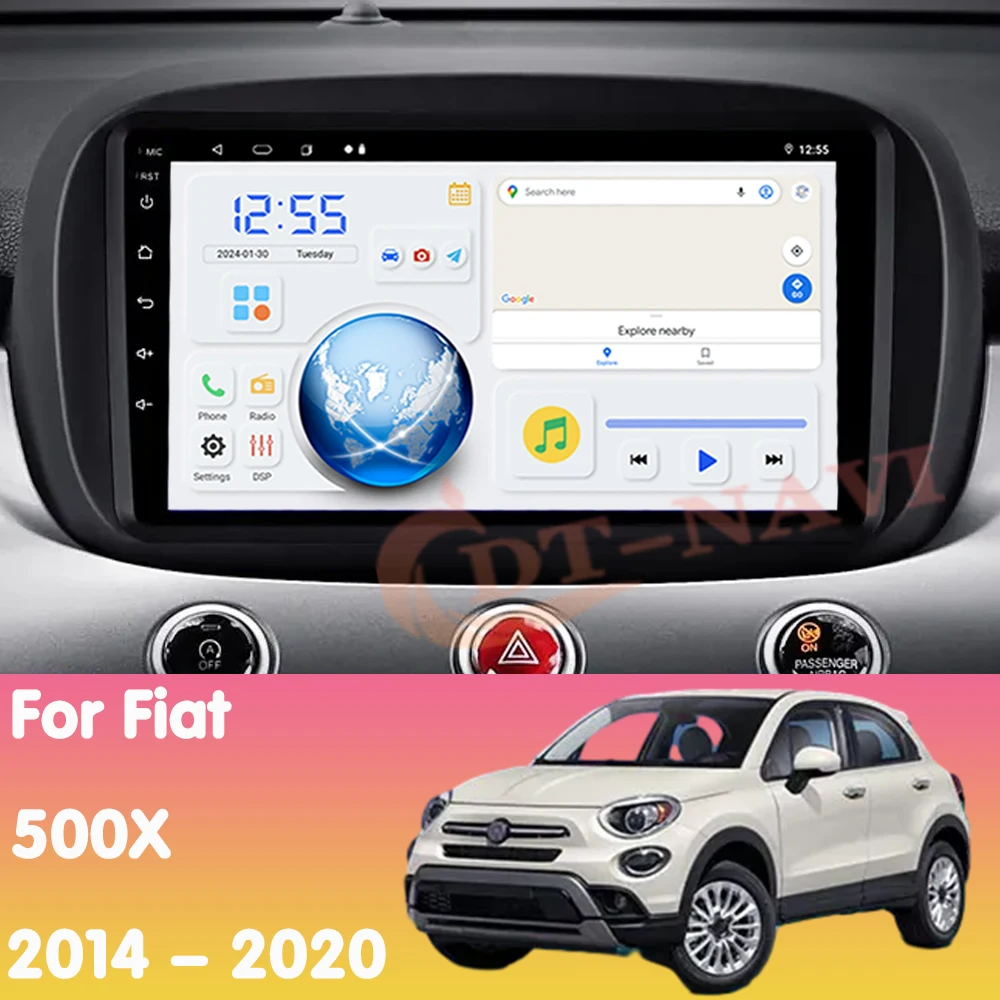 Android 14 Car Radio For Fiat 500X 2014 - 2020 Multimidia Video Player Navigation GPS Carplay Stereo NO 2Din DVD WIFI Head Unit