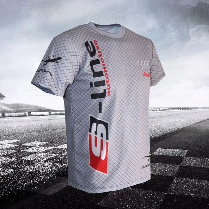 Ultimate Racing Shirts New Style Racing  AUDI Shirts Round Neck Short Sleeve T-Shirts Men Women Casual Sports Fast Dry Clothes