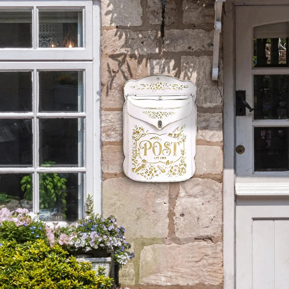 D10 European Retro Wrought Iron Mailbox Creative Home Suggestion Box Wall Decoration Storage Box