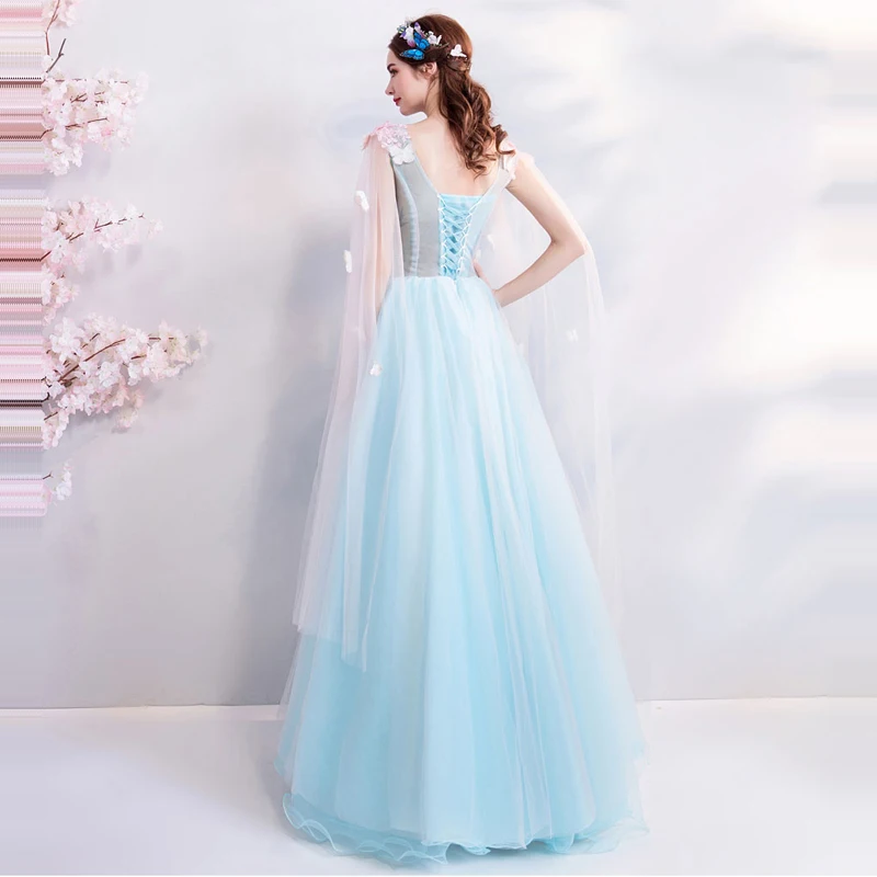 It\'s YiiYa Green Tulle Evening Dresses Sleeveless V-neck Butterfly A-line Floor-length Plus size Women Party Formal Gown LX799