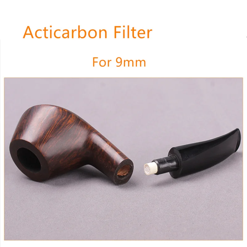 Activated Carbon Filter Tips for Tobacco Pipe, Smoking Accessories, 10 Pieces, 9mm