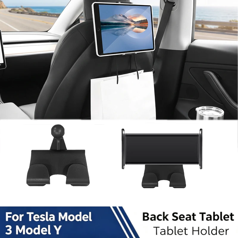 Tablet Holder for Tesla Model Y Model 3 Headrest Mount iPad Backseat Hook Hanger Back Seat Stand Holder Kids Travel Accessories
