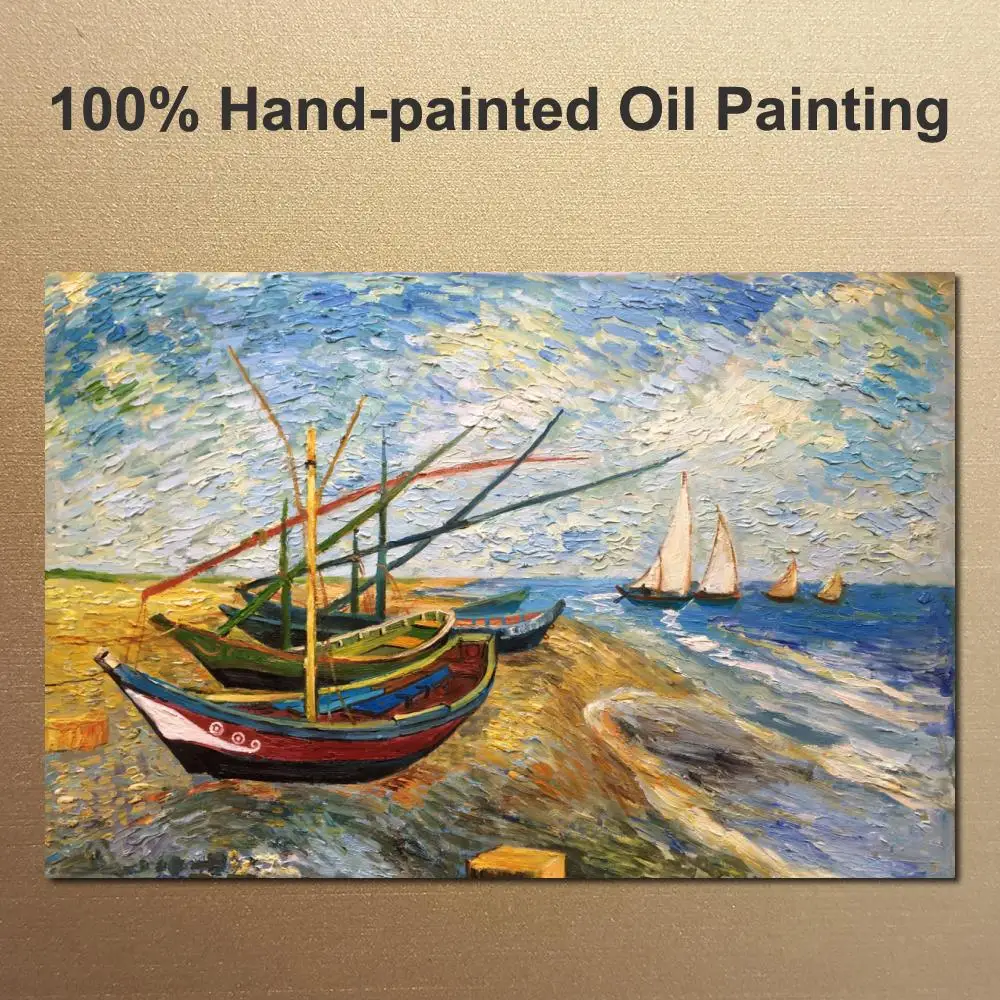 

Seascape Canvas Art Fishing Boats Hand Painted Vincent Van Gogh Painting Replicas High Quality Modern Living Room Decor Large