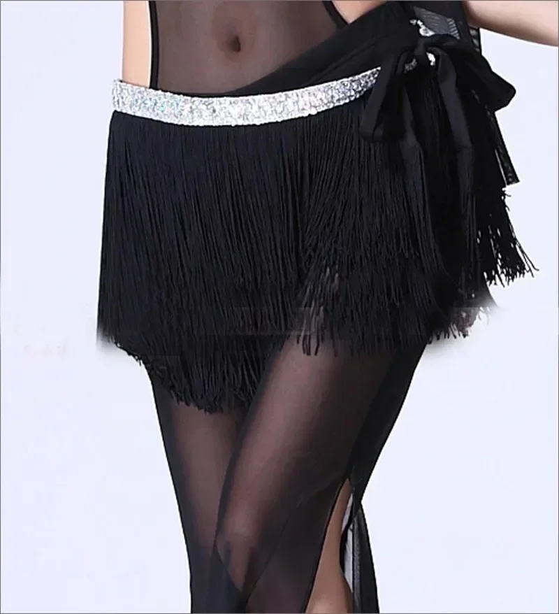 Women Sequin Tassel Dance Hip Scarf Indian Belly Dancing Hip Skirt Costumes Belt Hip Wraps Scarf
