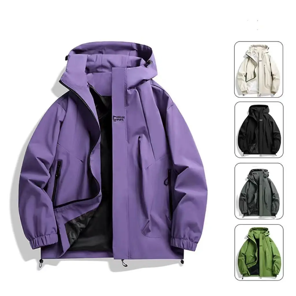 

Windbreakers Men Hooded Jacket Zipper Coat Cargo Waterproof Black Bomber Camping Loose Thin Softshell Hooded Hiking Jacket