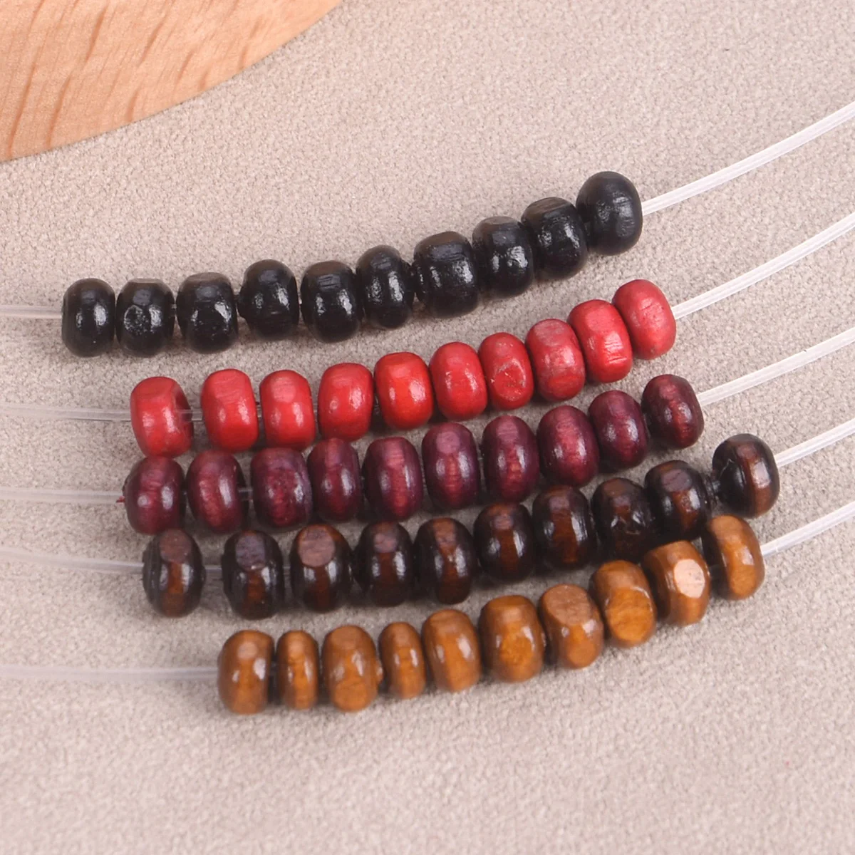 

500pcs Rondelle Brown/Red/Black Natural Wood 4mm~5mm Small Chips Loose Spacer Beads Wholesale Lot For DIY Crafts Jewelry Making