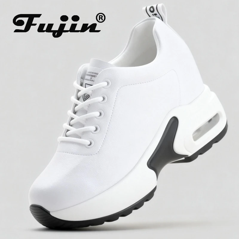 

Женские кроссовки на танкетке 8 см Fujin, Бежевые кроссовки на танкетке, воздухопроницаемые, летний сезон