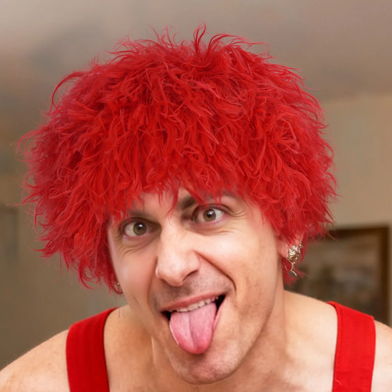 Red yarn bondage rope animation role play wig Red wool wig Halloween party music festival carnival role play wig