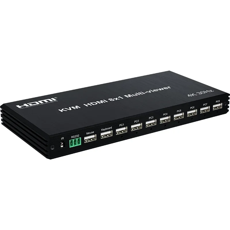 4K HDMI KVM Multiviewer Switch 8 in 1 Out KVM HDMI USB Screen Multi Viewer Seamless 8x1 Multiplexer for 8 PC Share Monitor Mouse