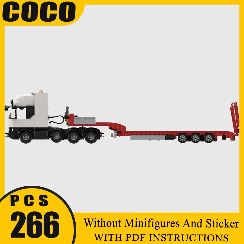 

Volvo FH3 Crane Trailer Mechanical Crane Low bed Trailer Car Building Block Toys Children's Christmas Gifts