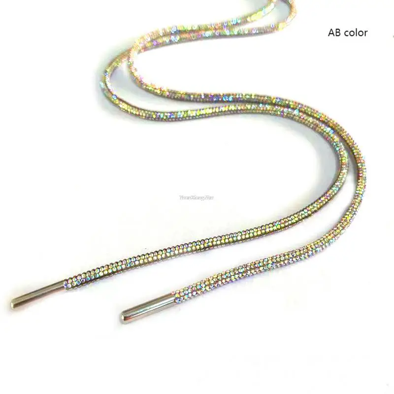 1 Stücke Strass Schnürsenkel Luxus Regenbogen Diamant Schnürsenkel Sneakers Schnürsenkel Schuhe Runde Schnürsenkel 100/120/140/160 CM DIY Saiten – Detail 17