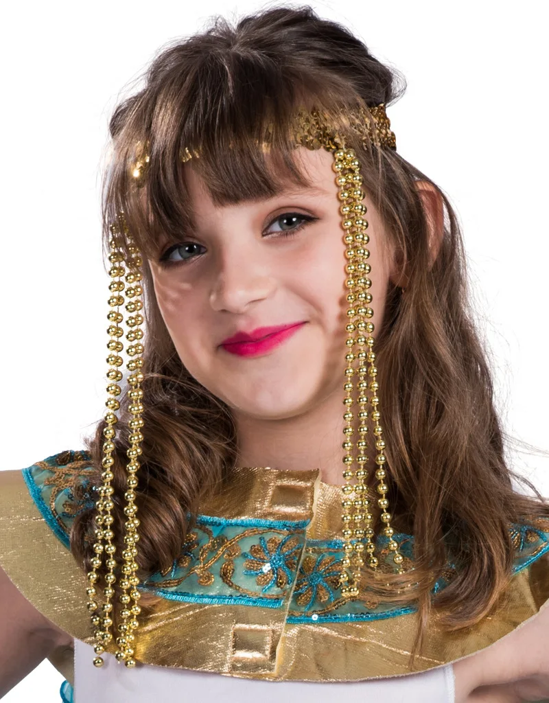 Halloween Girls Egyptian Queen Cleopatra Costume with Headpiece Kids Theme Party Outfit Stage Ancient Princess Dress