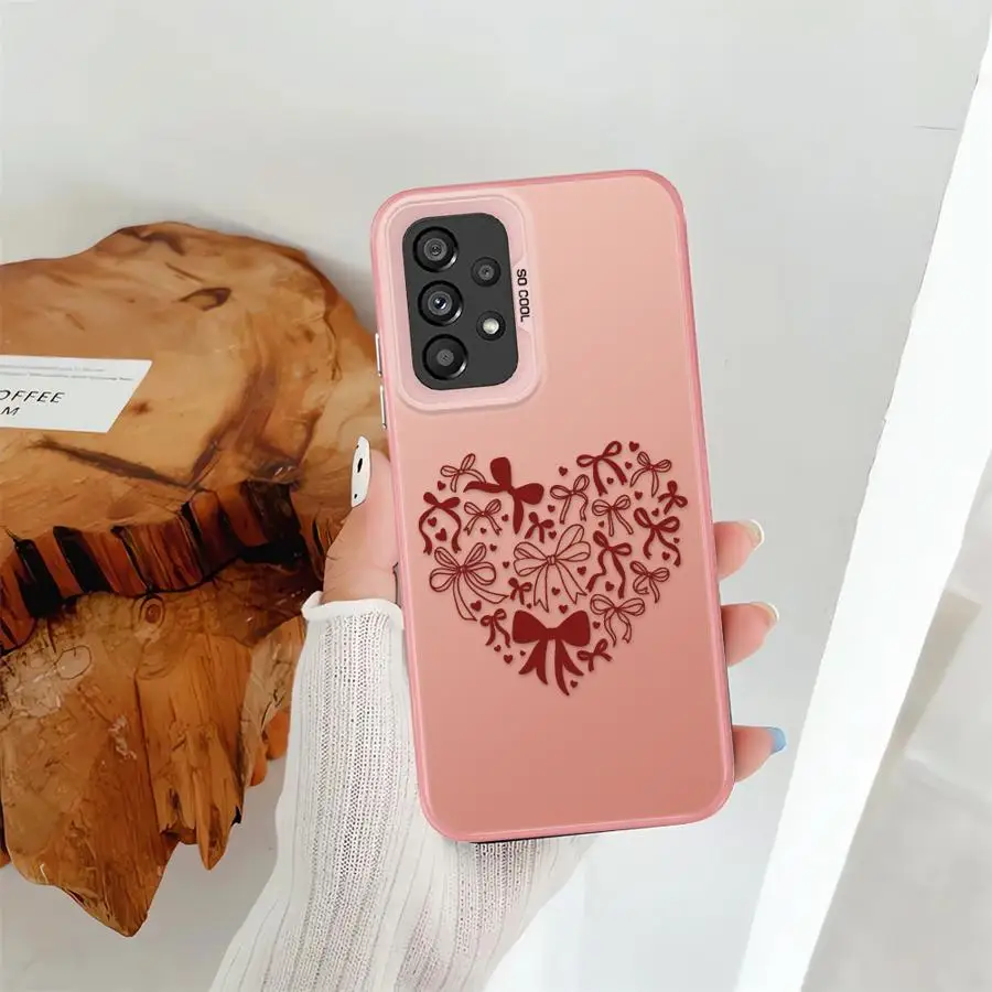 Red BowHeart Phone Cover Case for Samsung Galaxy A35 A17 A20s A13 A14 A15 A16 A34 A26 A12 A24 A25 A57 A23 A37