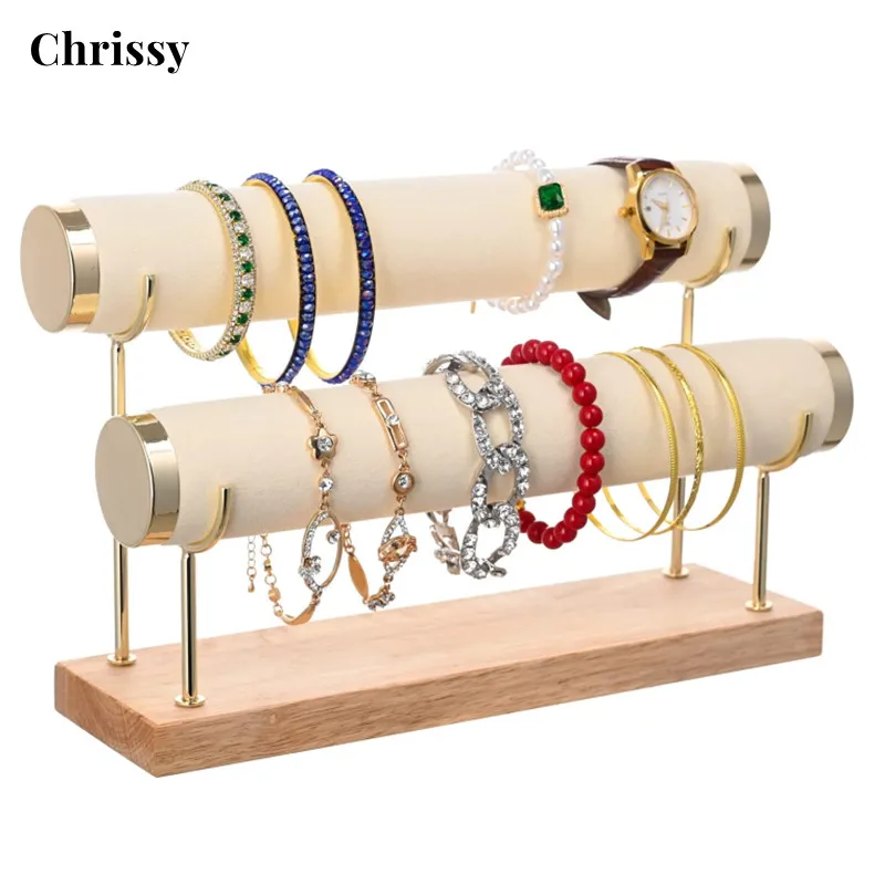 Bangle Display Holder with T-bar Two Tier Bracelet Stand Storage Towers for Jewelry Organization