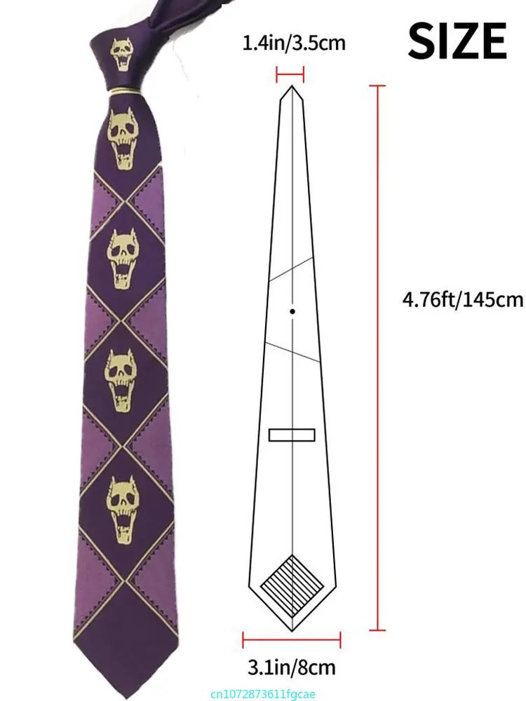 JoJo's Bizarre Adventure Halloween Gravata, Kira Yoshikage Cosplay, Killer Queen, Skull Tie, Adereços Acessório, Party Cravat, Presentes