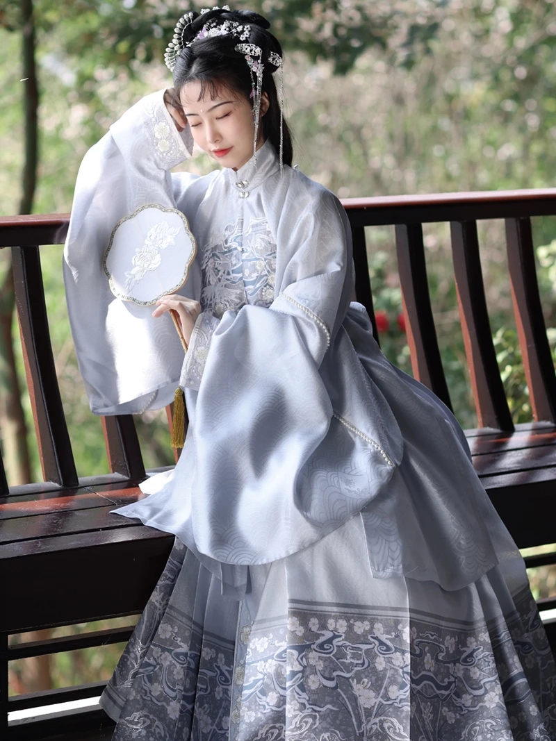 

Original Ming Dynas Hanfu Women's Embroidered Stand Collar Skirt by Xian Ni Xiao Zhu Spring 202 Polyester Fiber