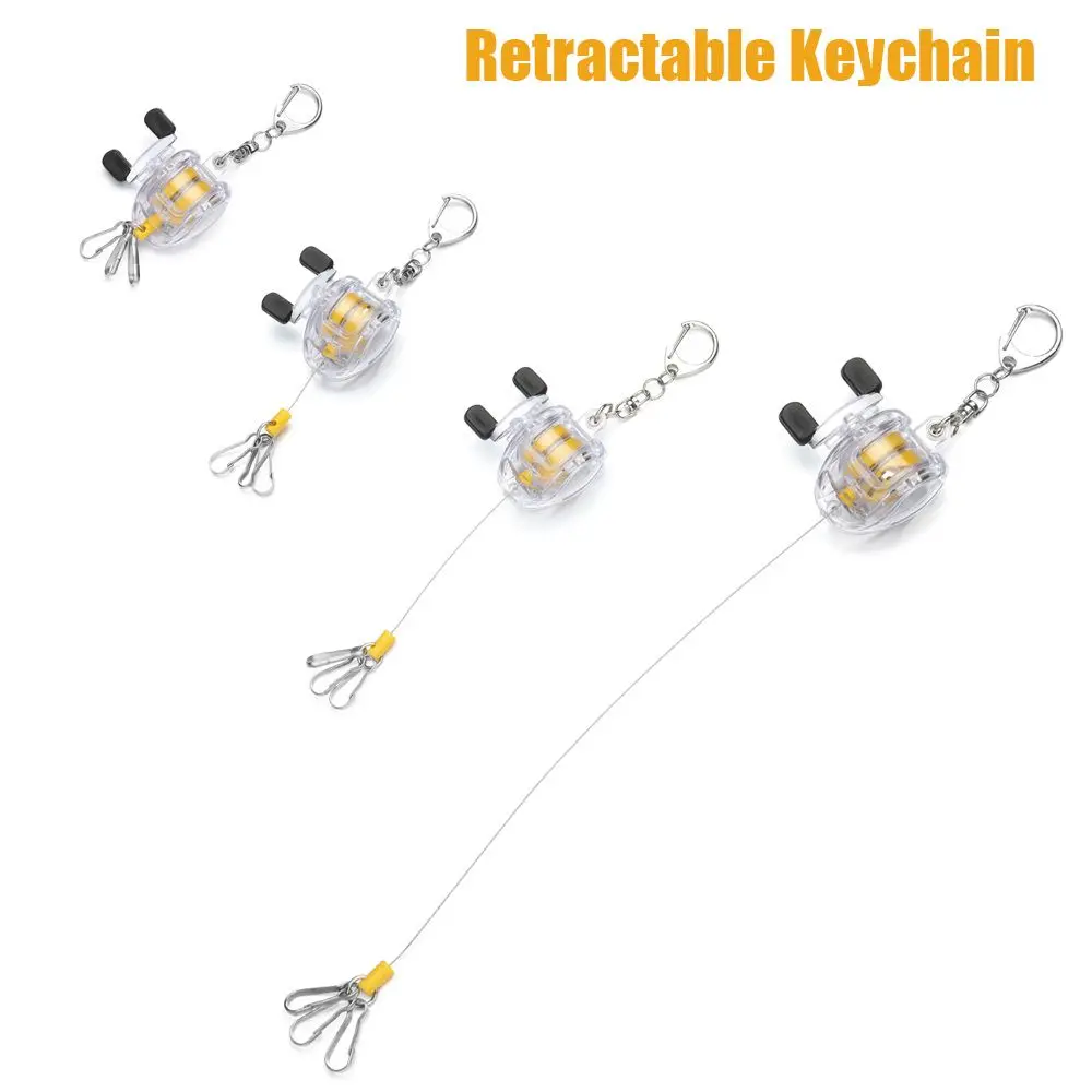 

Reel Fishing Tools Holder Fishing reel shape Stainless Steel ID Card Badge Holder Retractable Keychain Key Ring Belt Clip