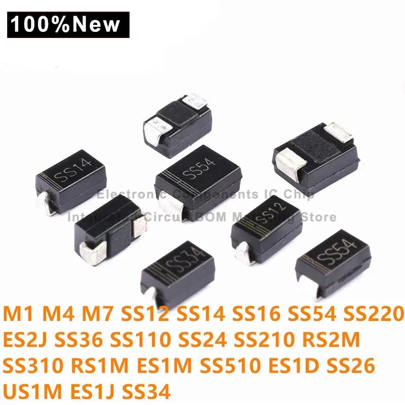 250PCS B340A 3.0A B340 B320A B330A B350A B360A SMA DO-214AC SURFACE MOUNT SCHOTTKY BARRIER RECTIFIER