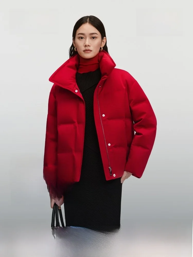 

Bosideng Red New Year Women's ort down Jaet 90% Goose down Stand Collar Pred Glue Busin Casual Ele Sle