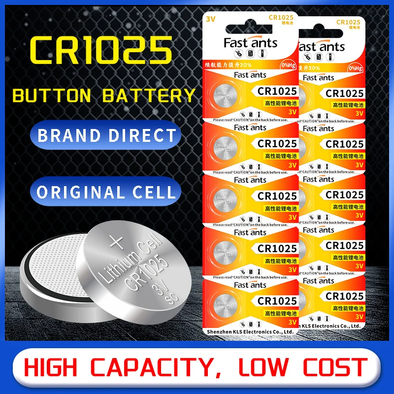 Batería de Botón de Litio CR1025 DL1025 ECR1025 de 3V, Alta Capacidad, Larga Duración, para Reloj, Control Remoto de Auto, Juguete, Calculadora