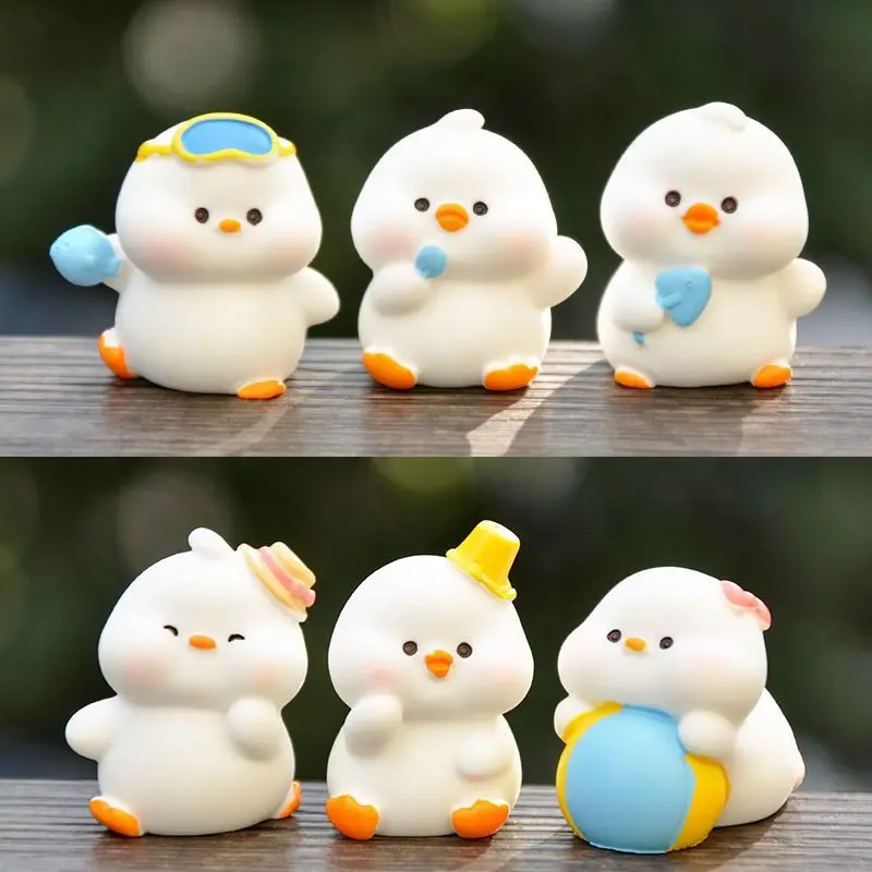 Creative And Cute Beach Duck Doll Accessories, Micro Landscape Tabletop, Car Decoration, Small Ornaments, And Figurines