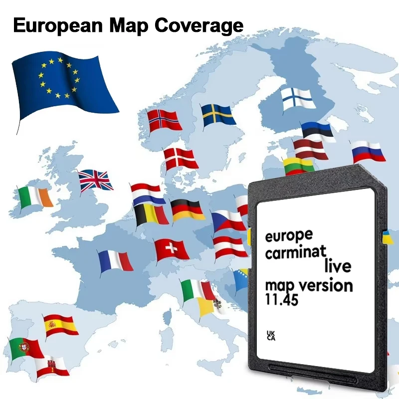 Karta SD z aktualizacją map europejskich do Carminat Live 11.45, nawigacji GPS samochodowej Renault Megane Clio Laguna Scenic 2011-2013, wersje 2025 — zdjęcie produktu 4