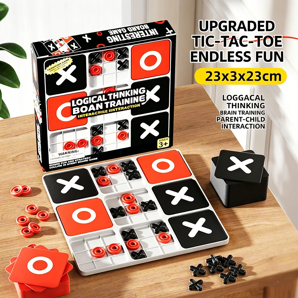 Jogo Tic Tac Toe Aprimorado, Jogo de Tabuleiro 3D XO para Crianças e Adultos, Jogo Interativo de Batalha em Plástico ABS, Jogo para Festas em Família