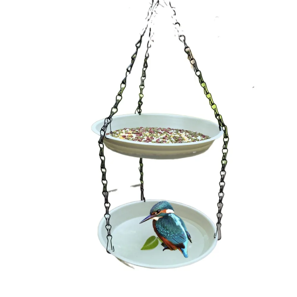 

Hanging Double Layer Bird Feeder Convenient Large Capacity Bird Water Bowl Dual-purpose Durable Bird Tray Platform Feeder