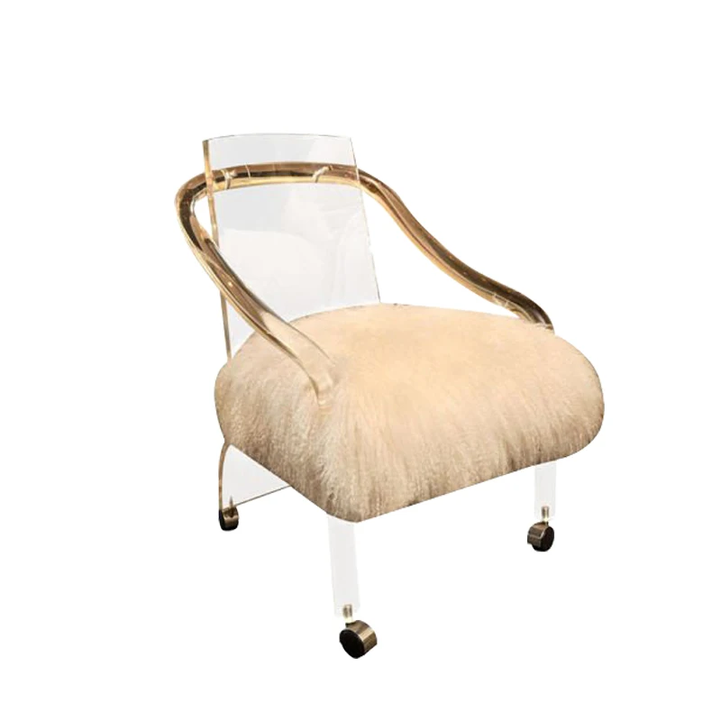 

Simple and Exquisite Beach Wool Acrylic Transparent Casual Chair Modern Chair Rotating Roller