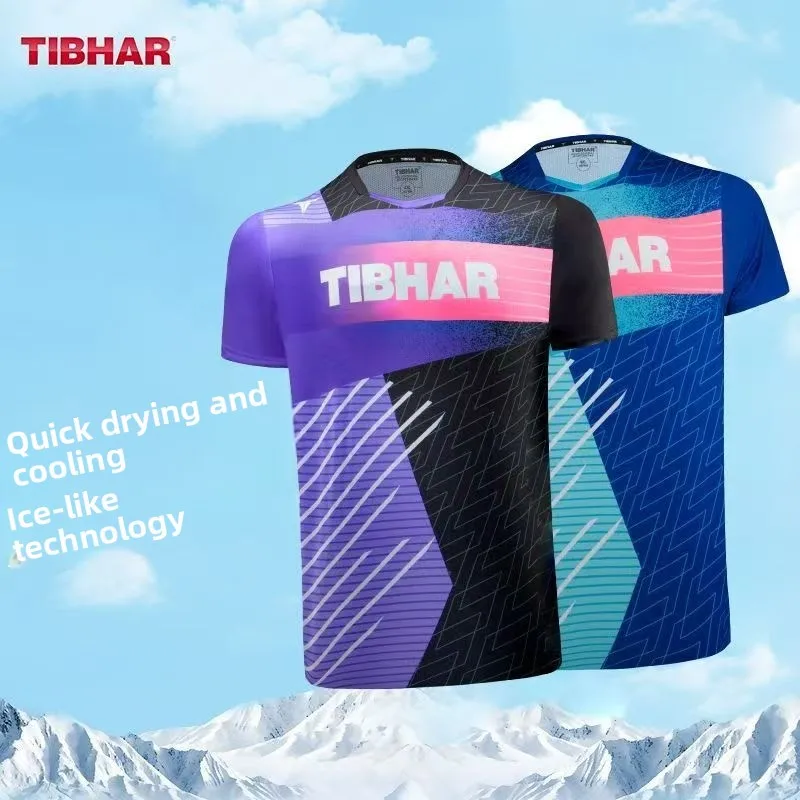 TIBHAR straight table tennis jersey short sleeved men's and women's competition jersey new summer breathable training jersey set