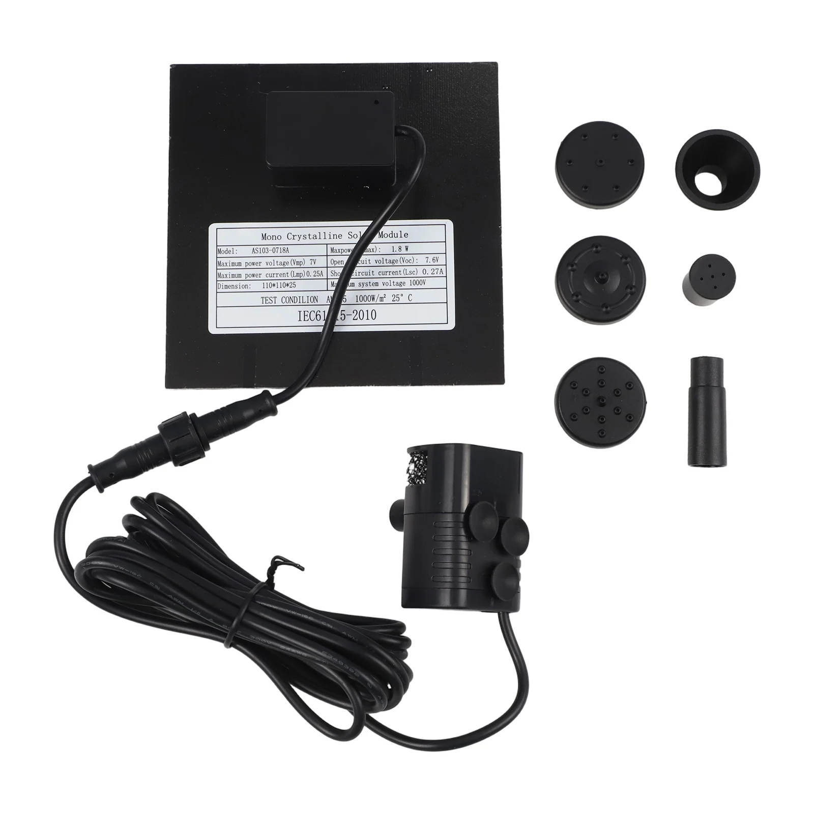 Solar Powered Outdoor Fountain Pump with 4 Nozzles for Garden Decor Water Pump for Bird Baths Fish Tanks and Small Ponds