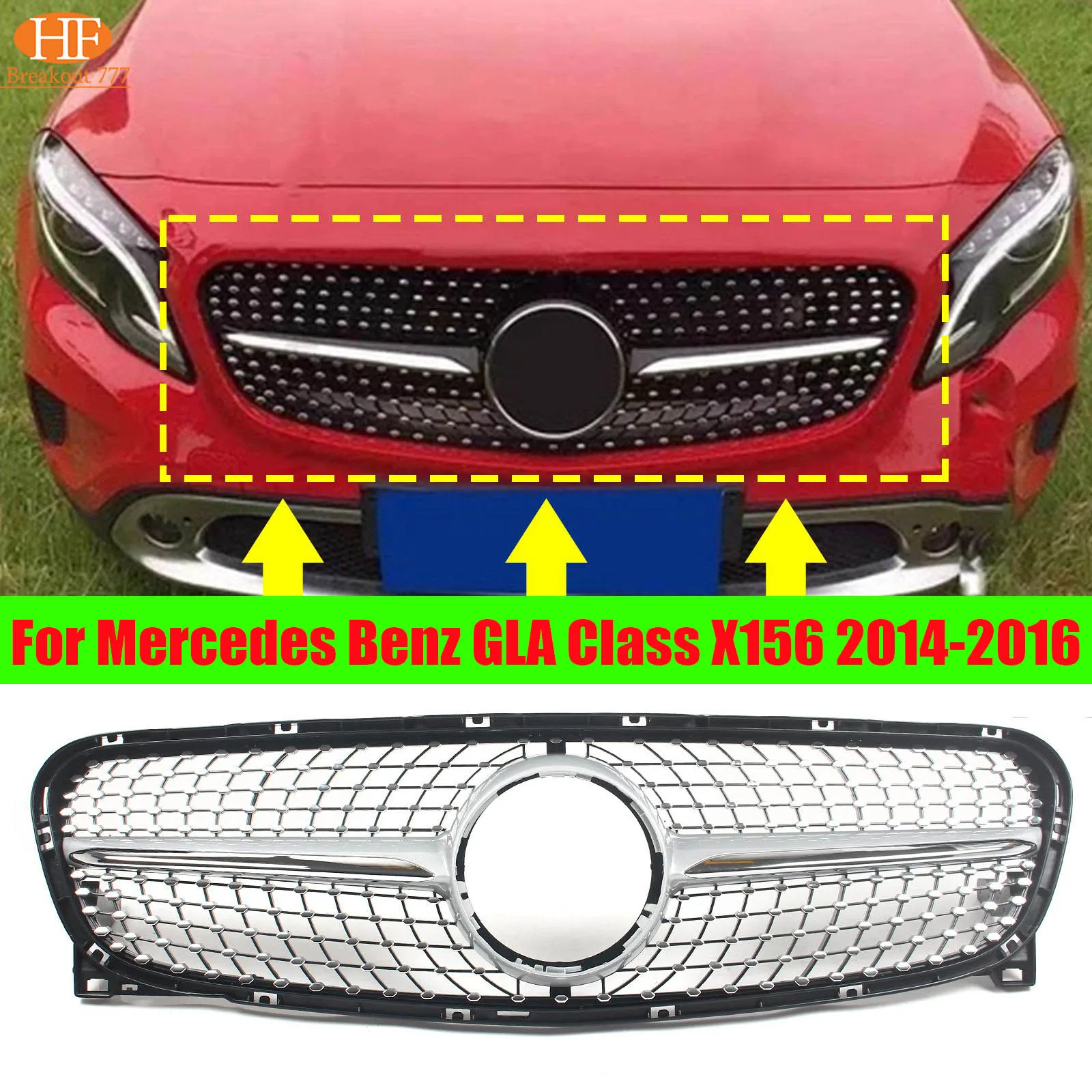 

Car Accessory Front Bumper Upper Grille Racing Grill For Mercedes Benz GLA Class X156 2014-2016 Replacement Part